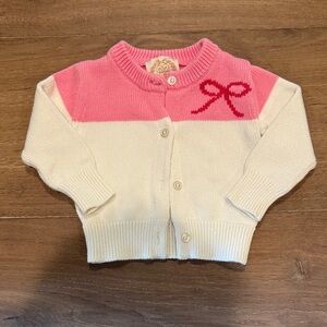 Beaufort Bonnet Company Pink & Cream Bow Knit Baby Cardigan 6-12 mo